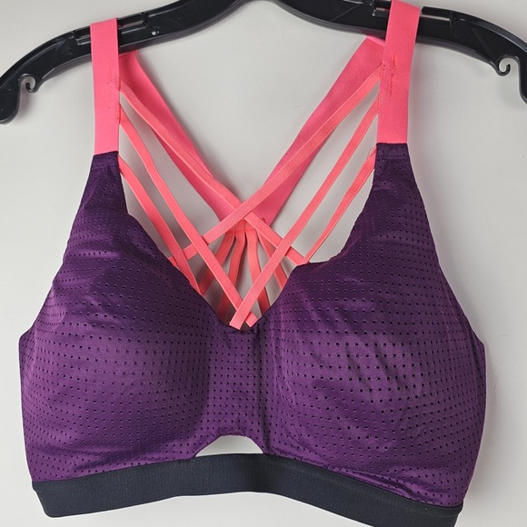 Victoria's Secret Other - Victoria's Secret VSX Sports Bra Strappy Purple Pink Womens Size 36D Pullover